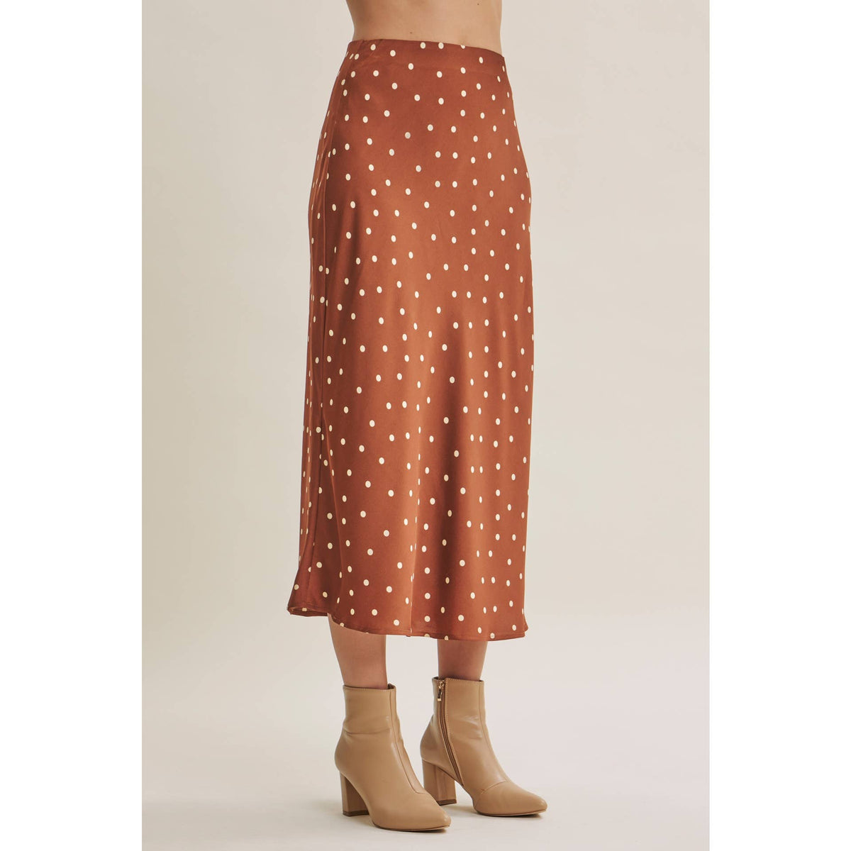 Caramel Classic Dot Midi Skirt