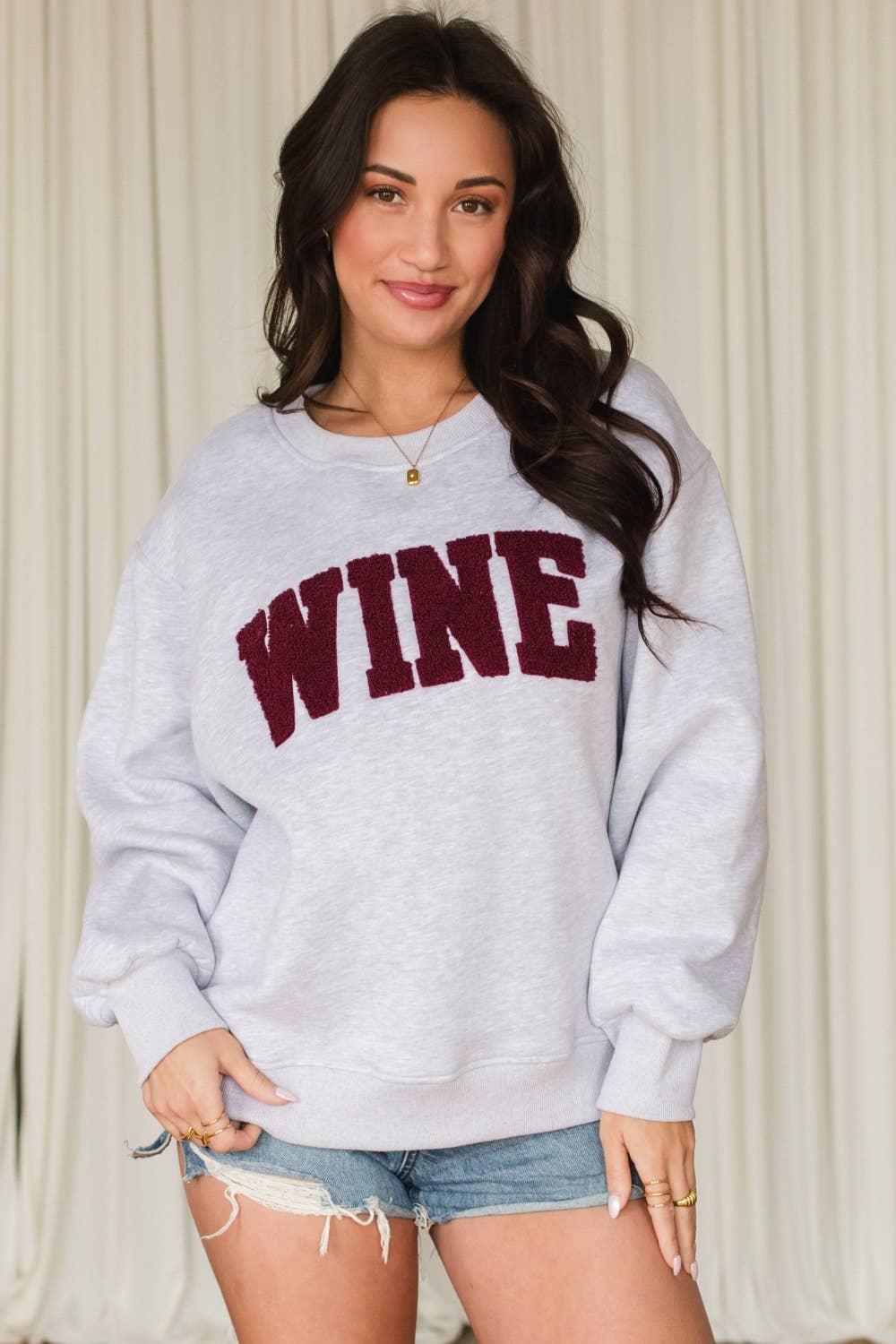 Athletic Gray WINE Crewneck