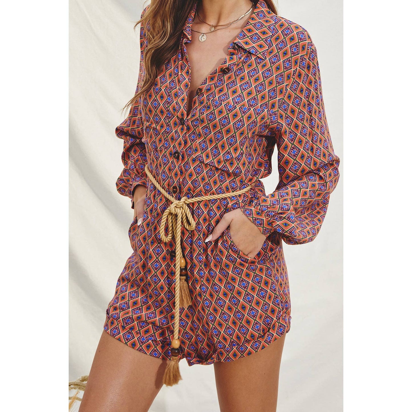 Boho Daze Collared Romper