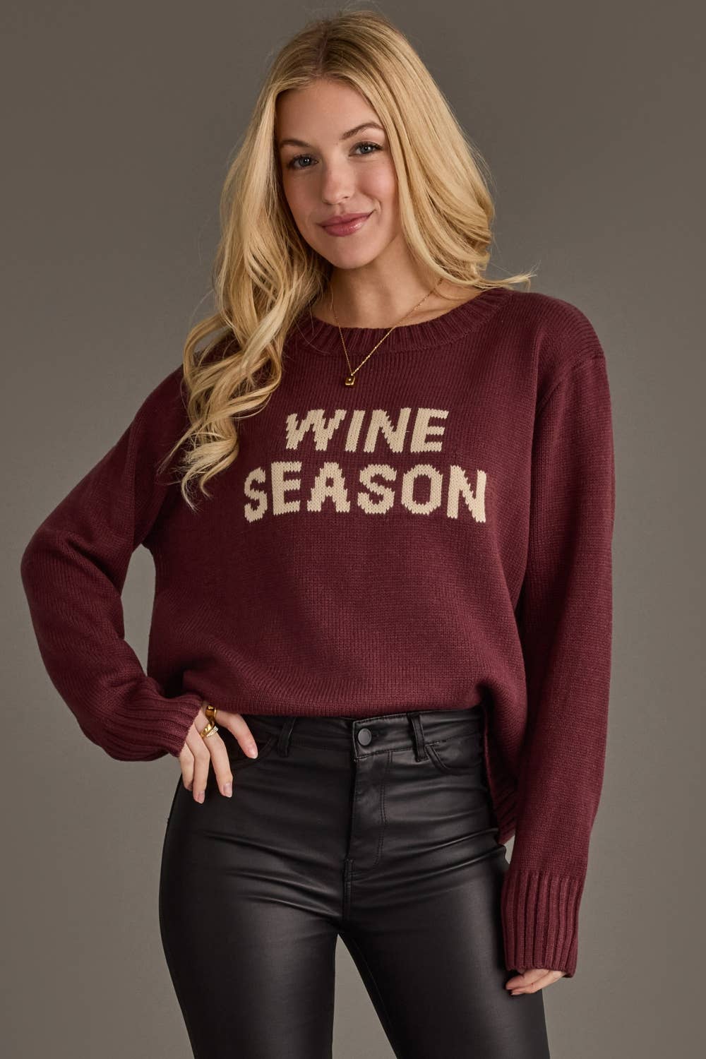 Burgundy & Ivory Wine Season Sweater - Jade Creek Boutique
