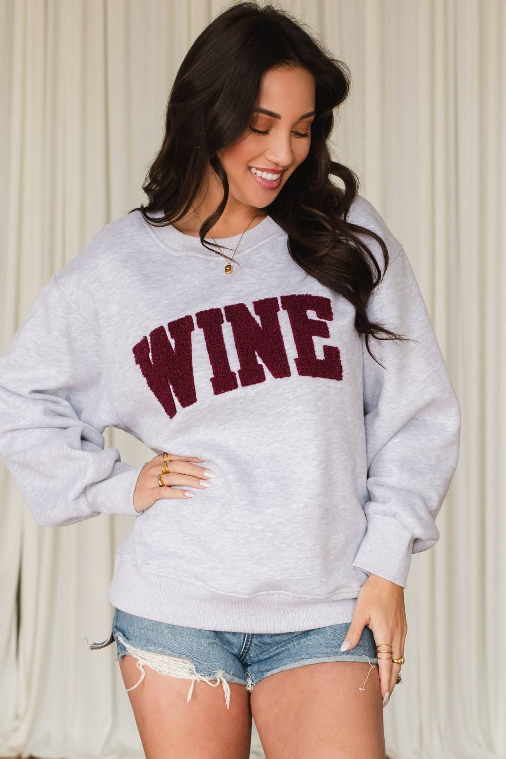 Athletic Gray WINE Crewneck
