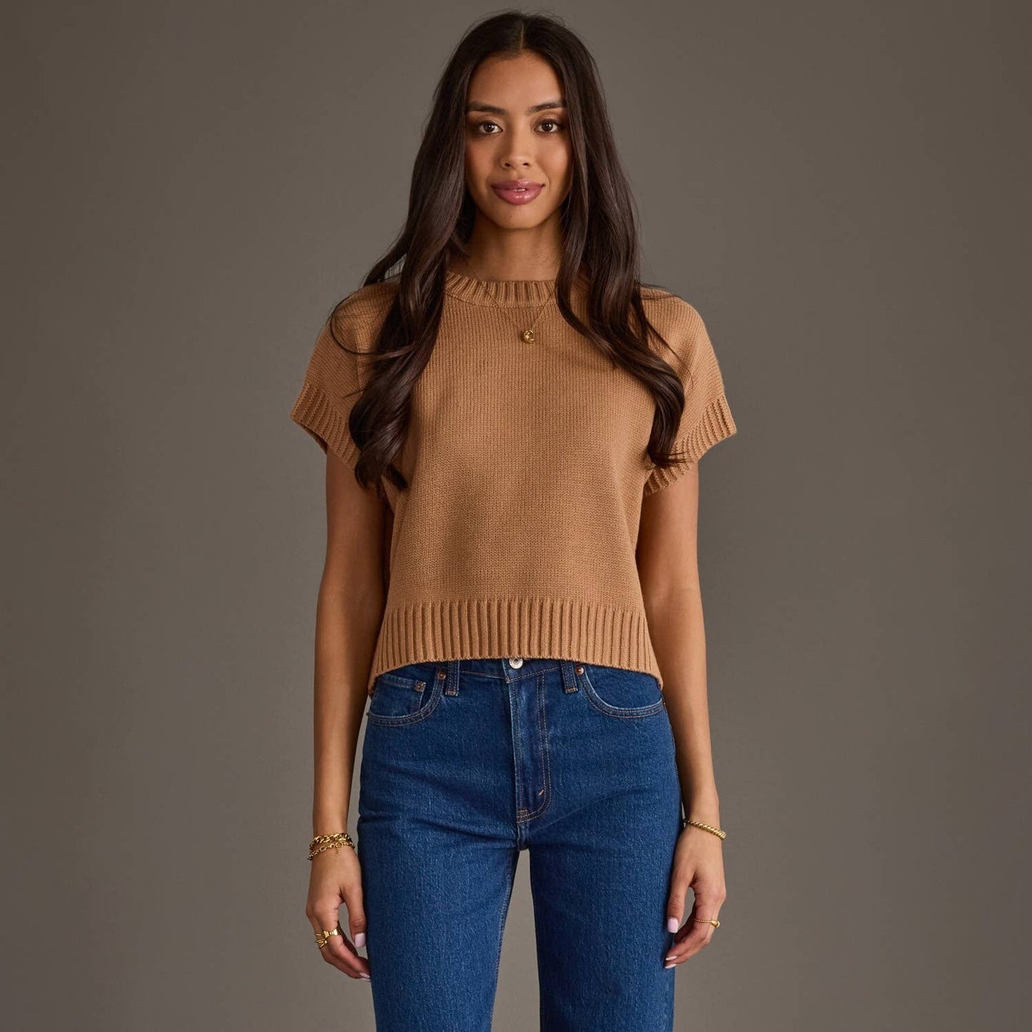 Latte Short Sleeve Sweater