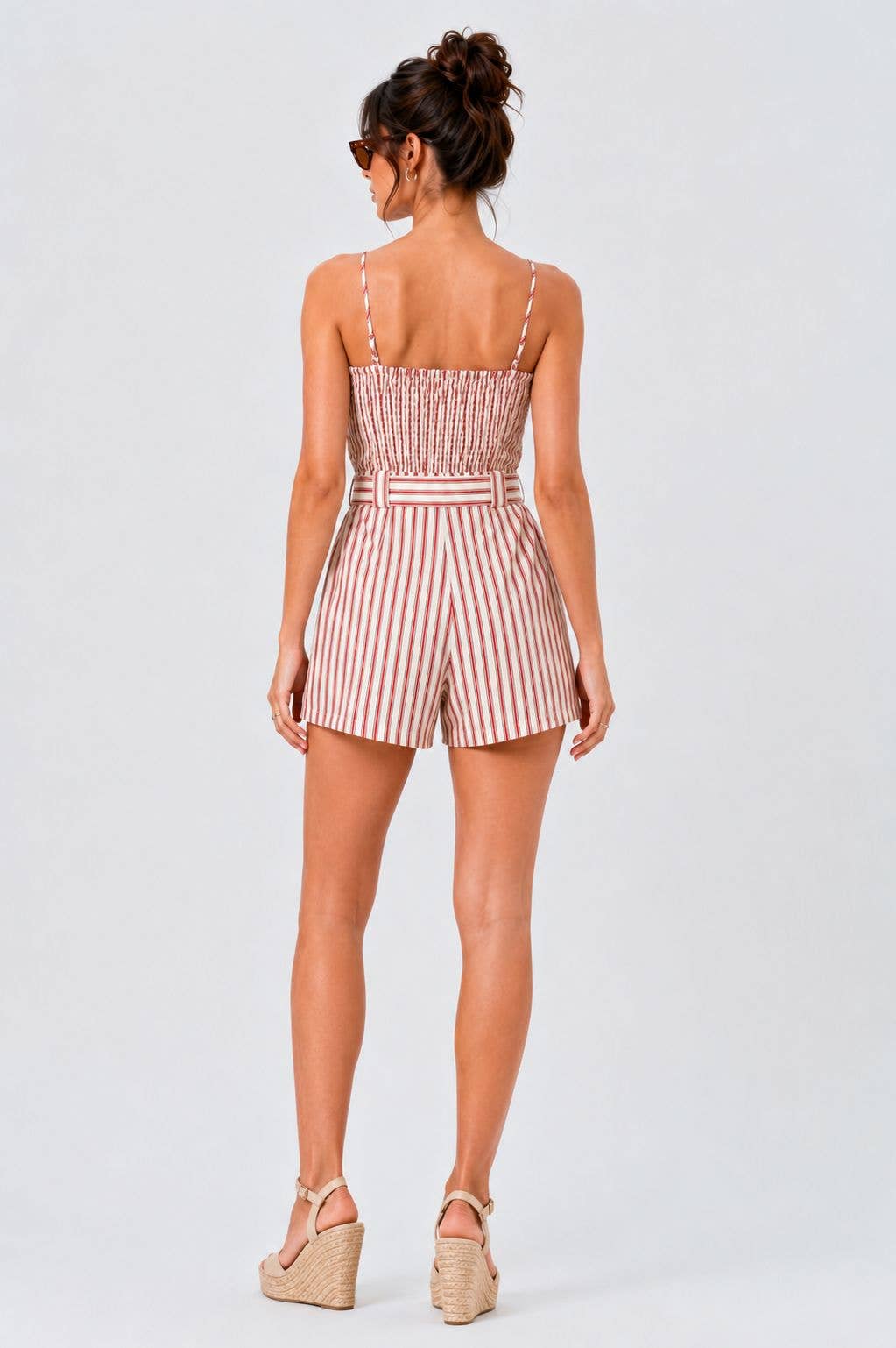 Crimson Cream Striped Romper