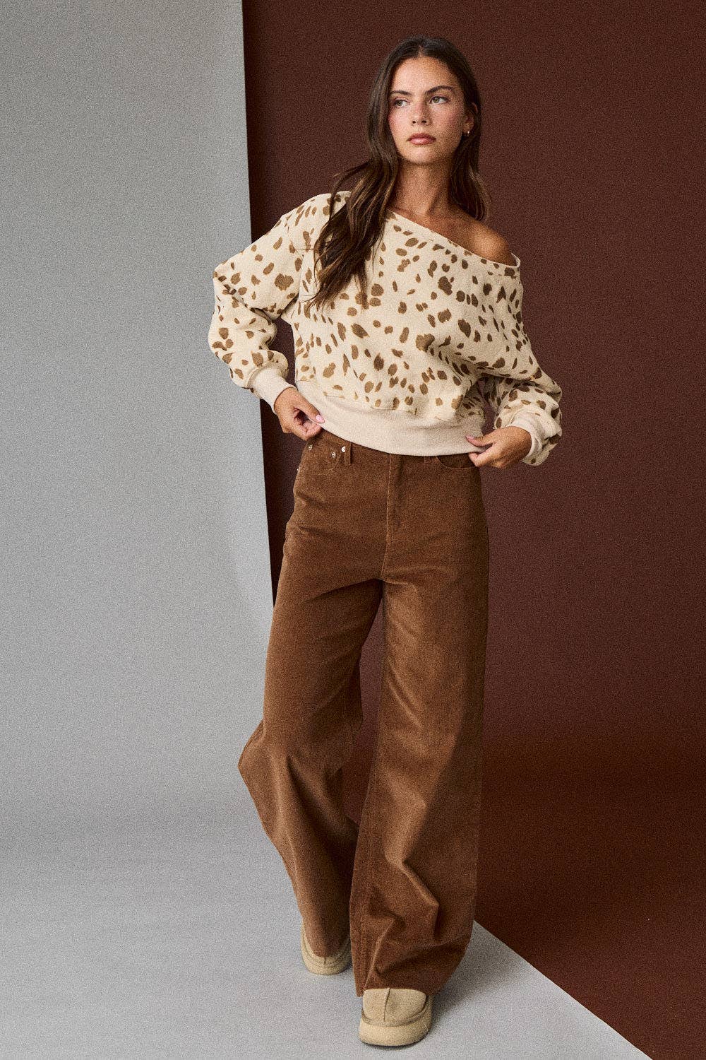 Animal Print Asymmetric Top