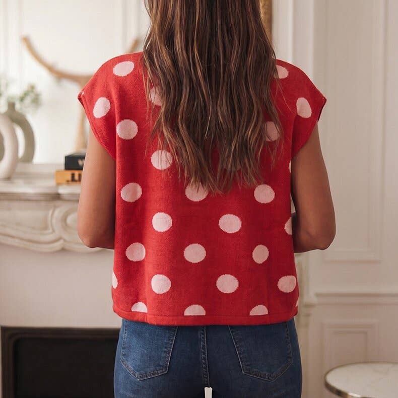 Cherry Red Polka Dot Vest