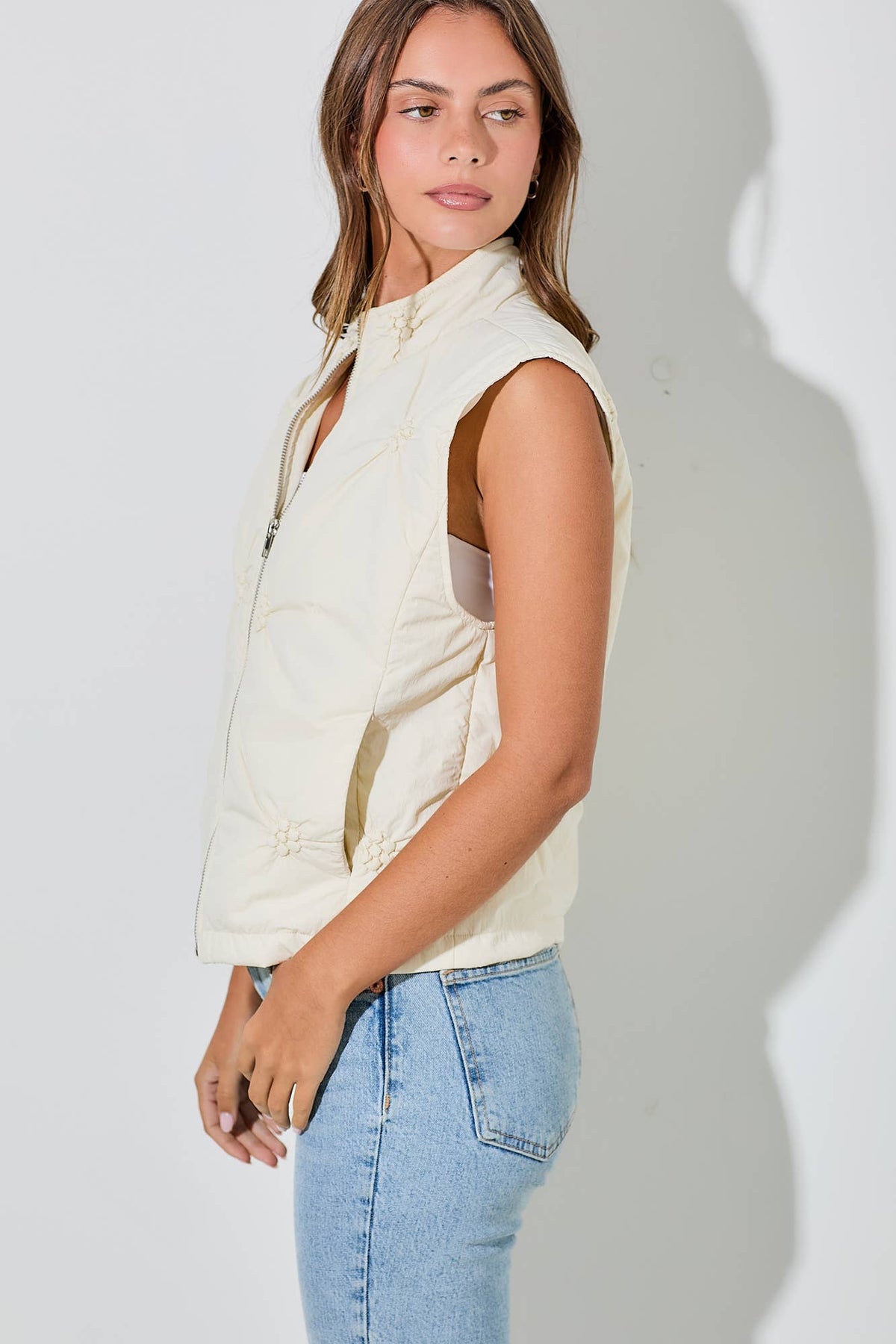 Mini Rosette Detail Puffer Vest
