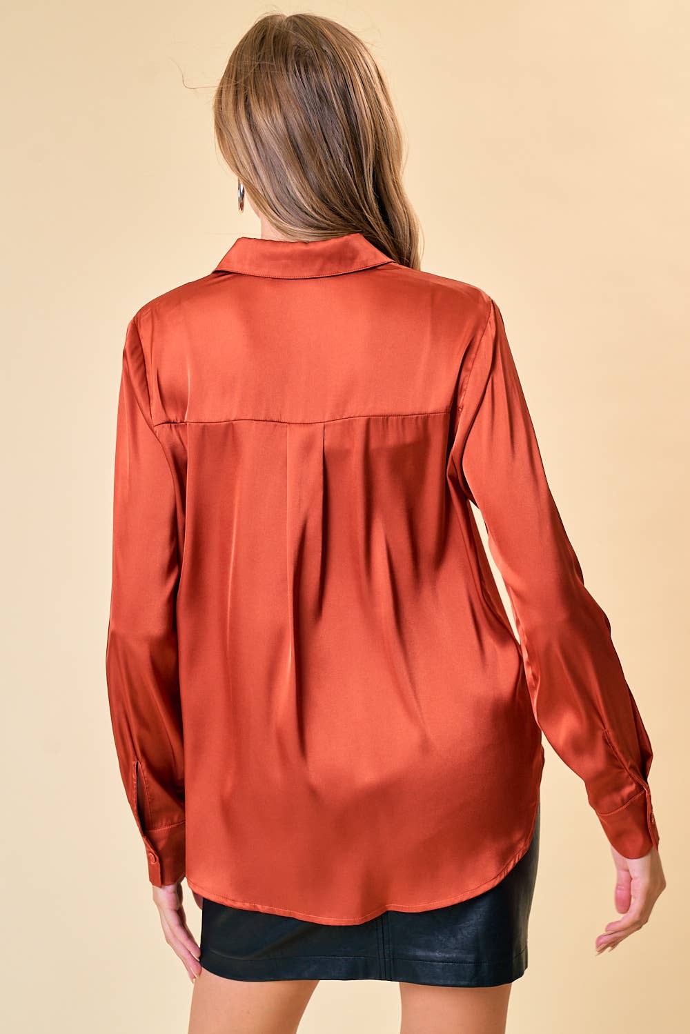 Burnt Sienna Long Sleeve Button Up