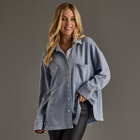 Denim Look Cloud Spun Shacket