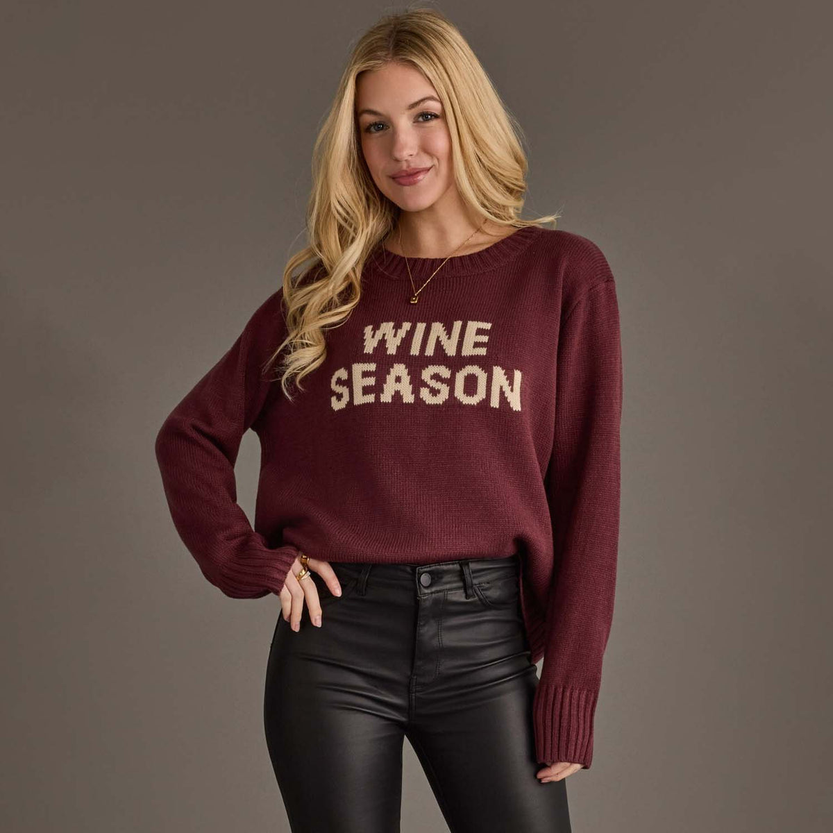 Burgundy & Ivory Wine Season Sweater - Jade Creek Boutique