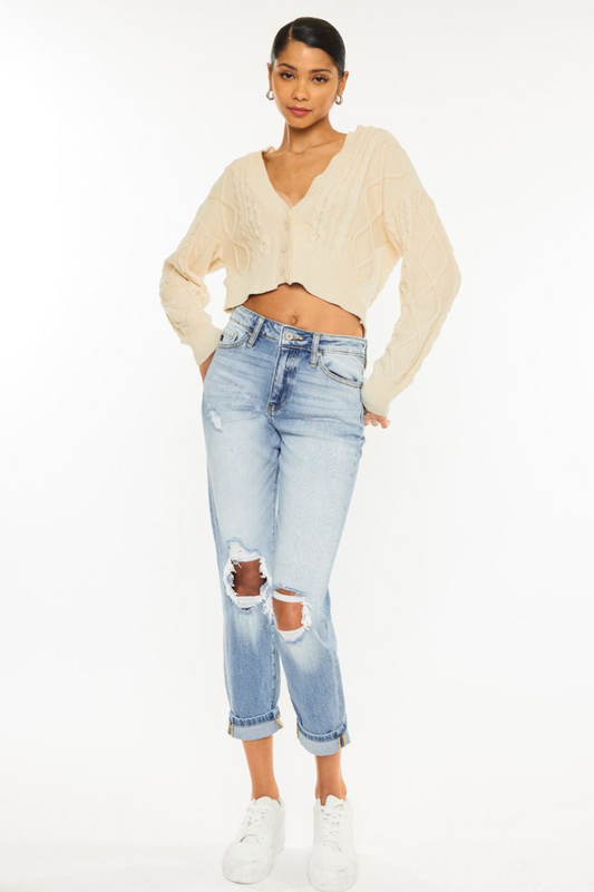 Light Wash High Rise Mom Jean