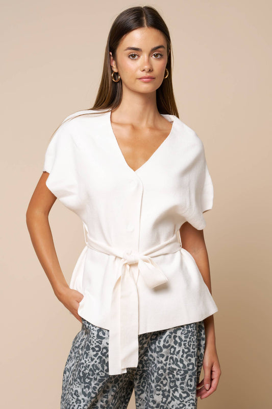 Tie Waist V Neck Top