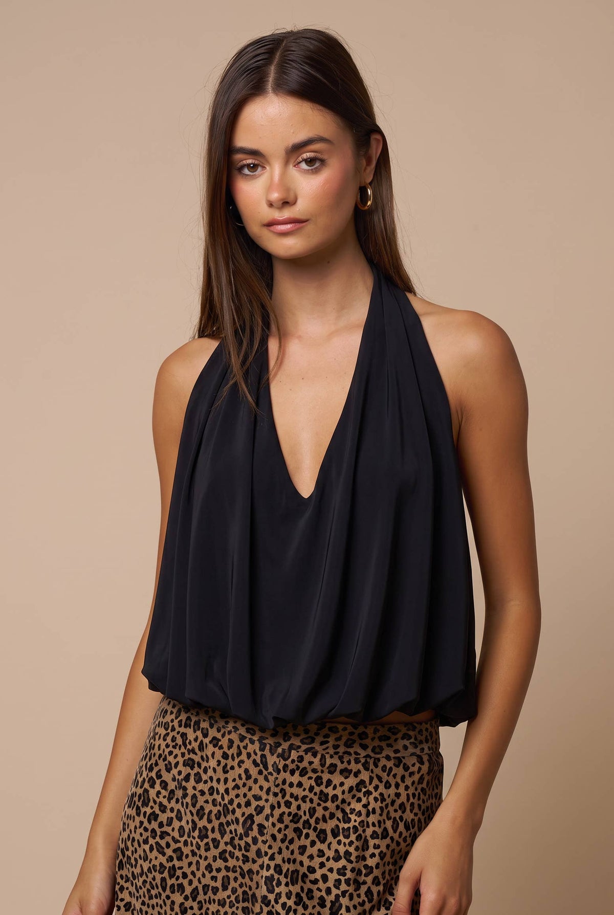V Neck Halter Ballon Top