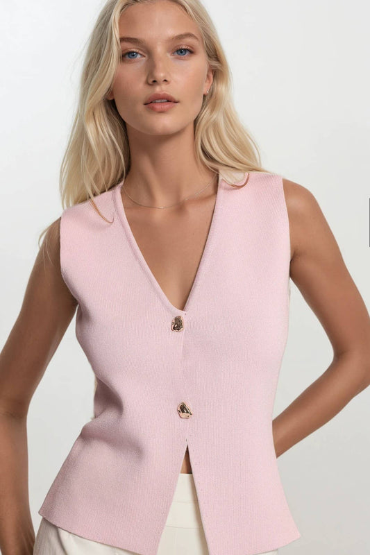 Bubble Gum Pink Sleeveless Knit Top