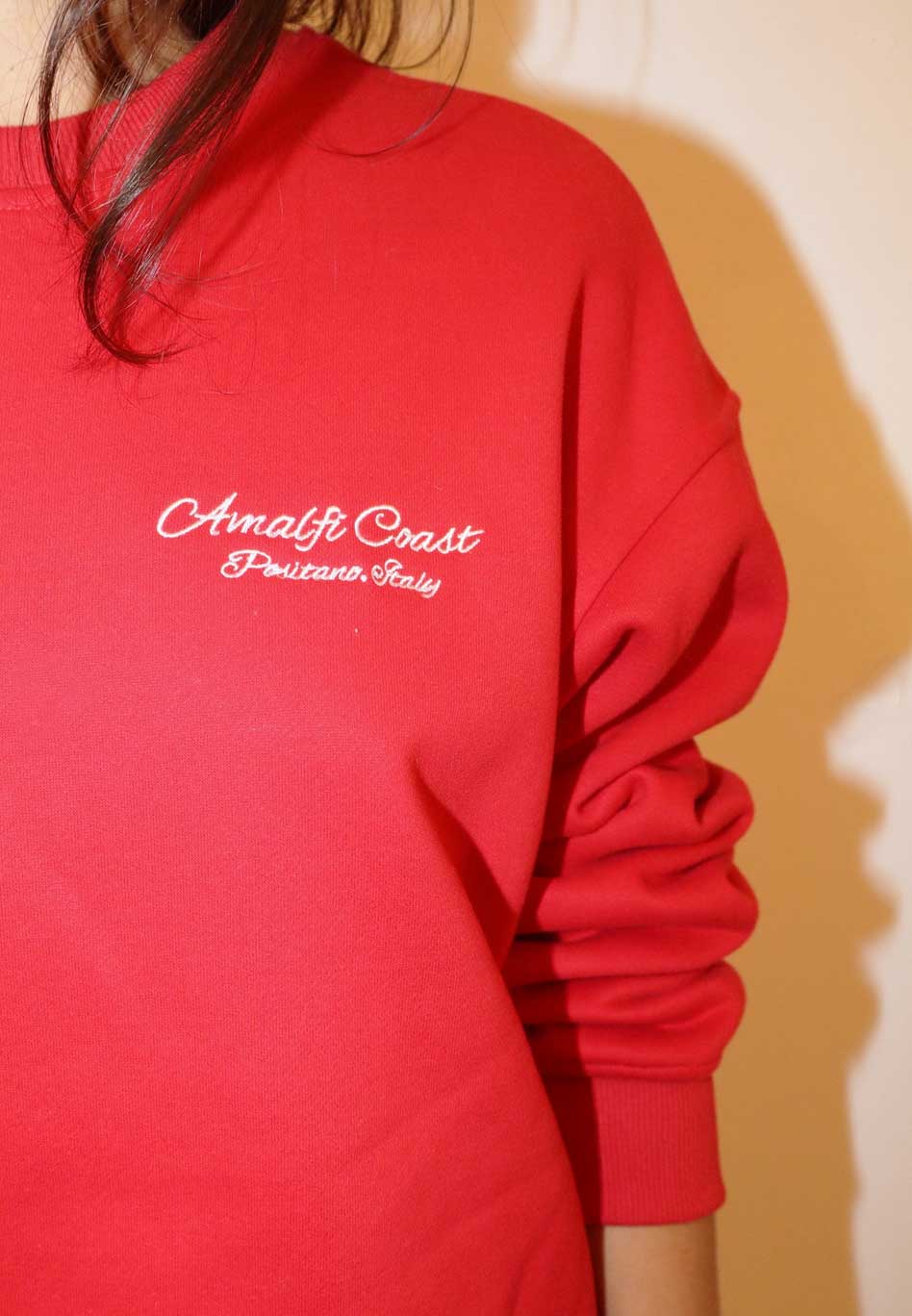 Red Almalfi Coast Italy Crewneck - Jade Creek Boutique