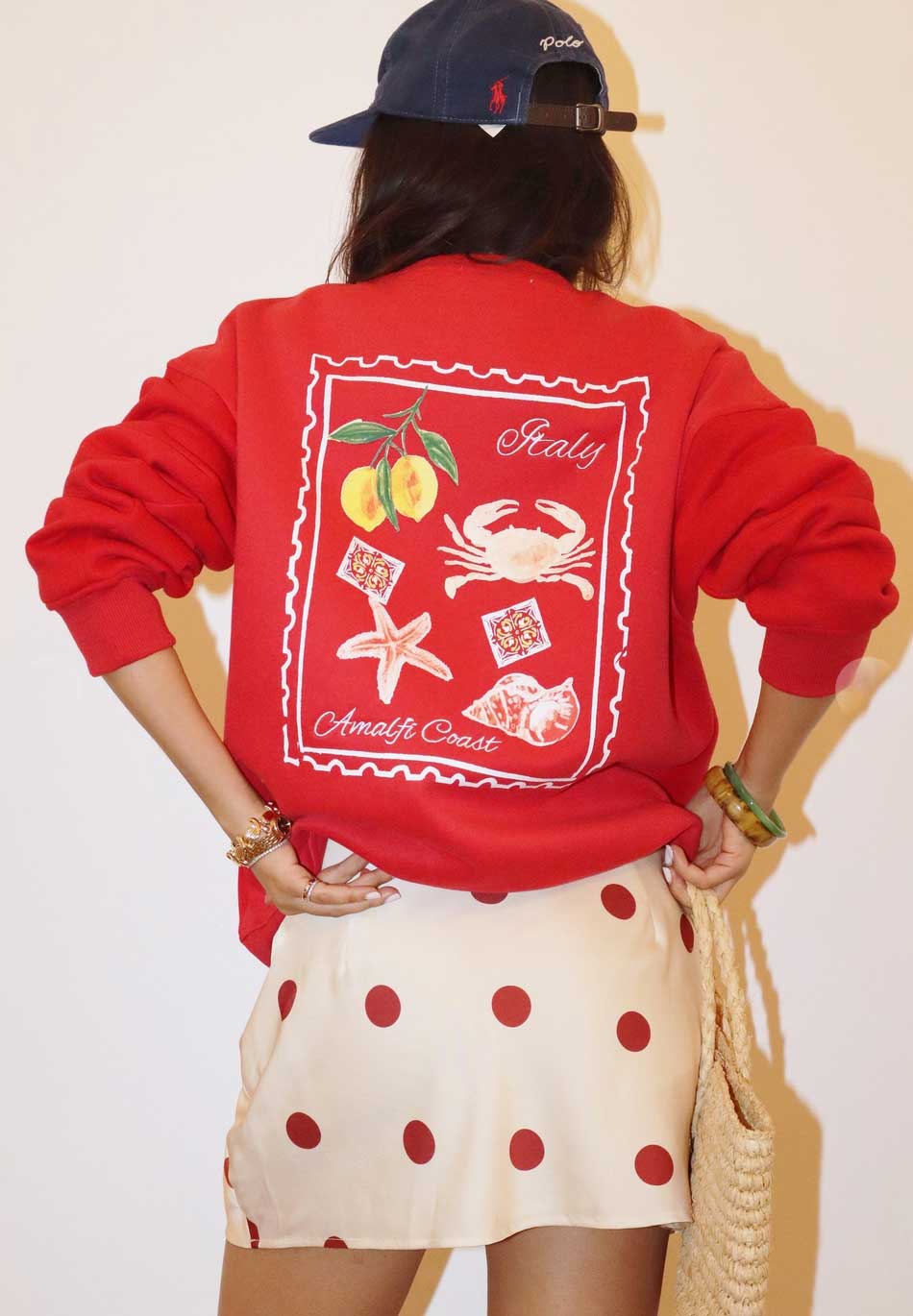 Red Almalfi Coast Italy Crewneck - Jade Creek Boutique