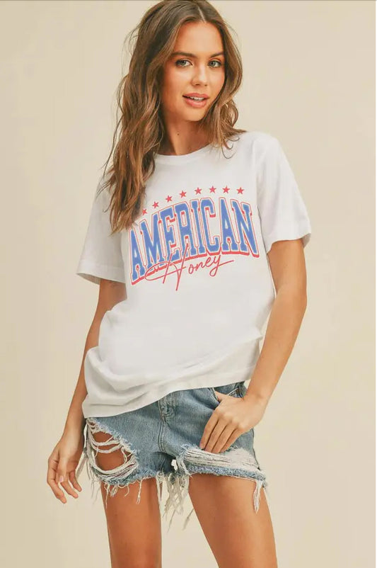 Vintage White AMERICAN HONEY Graphic Tee - Jade Creek Boutique