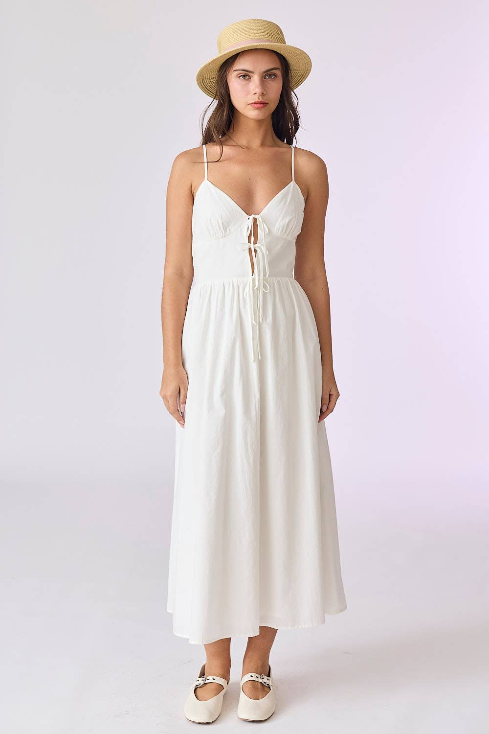 Red Tie Front Midi Cami Dress - Jade Creek Boutique