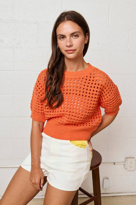 Orange Cropped Crochet Top