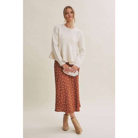 Caramel Classic Dot Midi Skirt