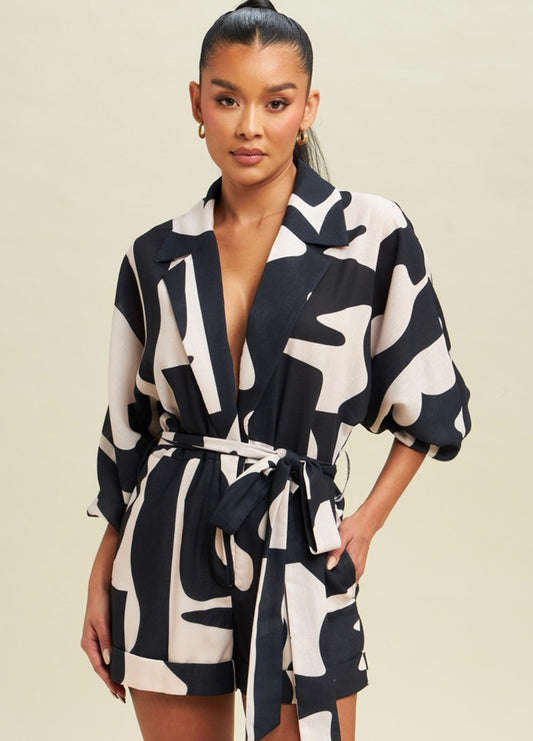 Abstract Linen Romper