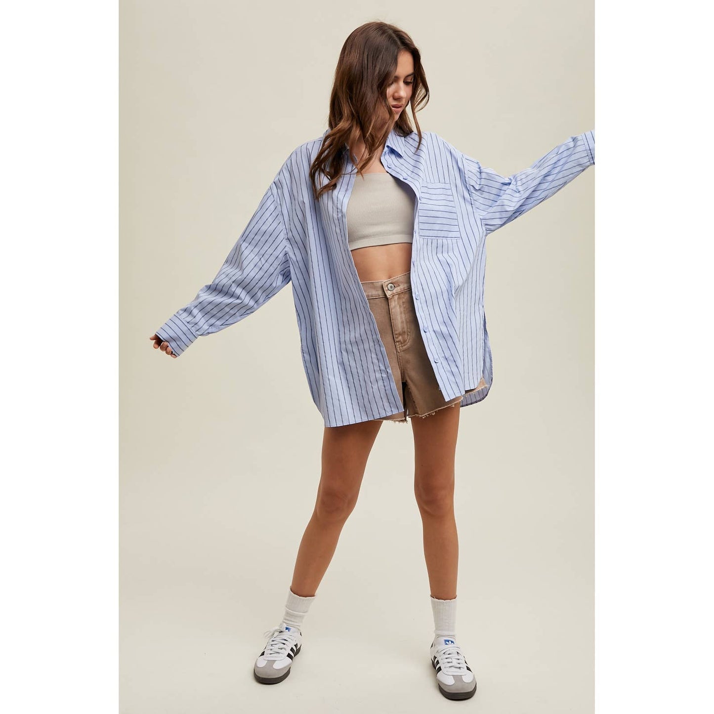 Boyfriend Striped Button Up Shirt