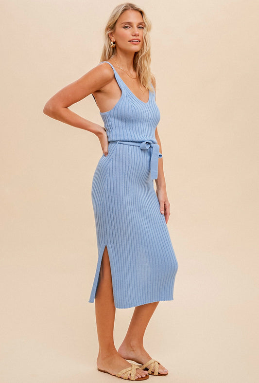 Baby Blue Ribbed Knit Dress - Jade Creek Boutique