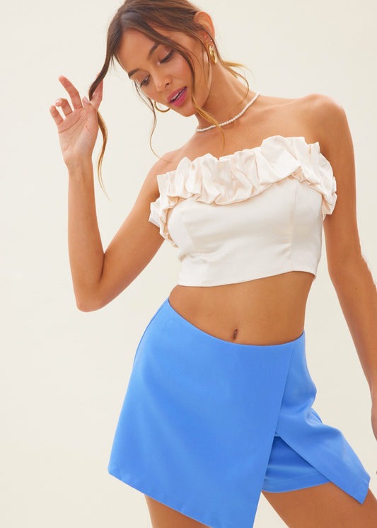 Blue Front Slit Skort - Jade Creek Boutique