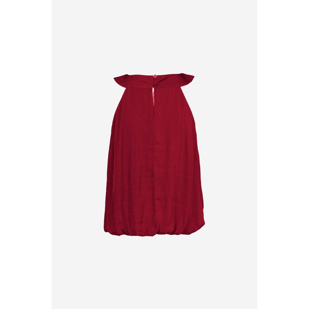 Red satin top on a white background