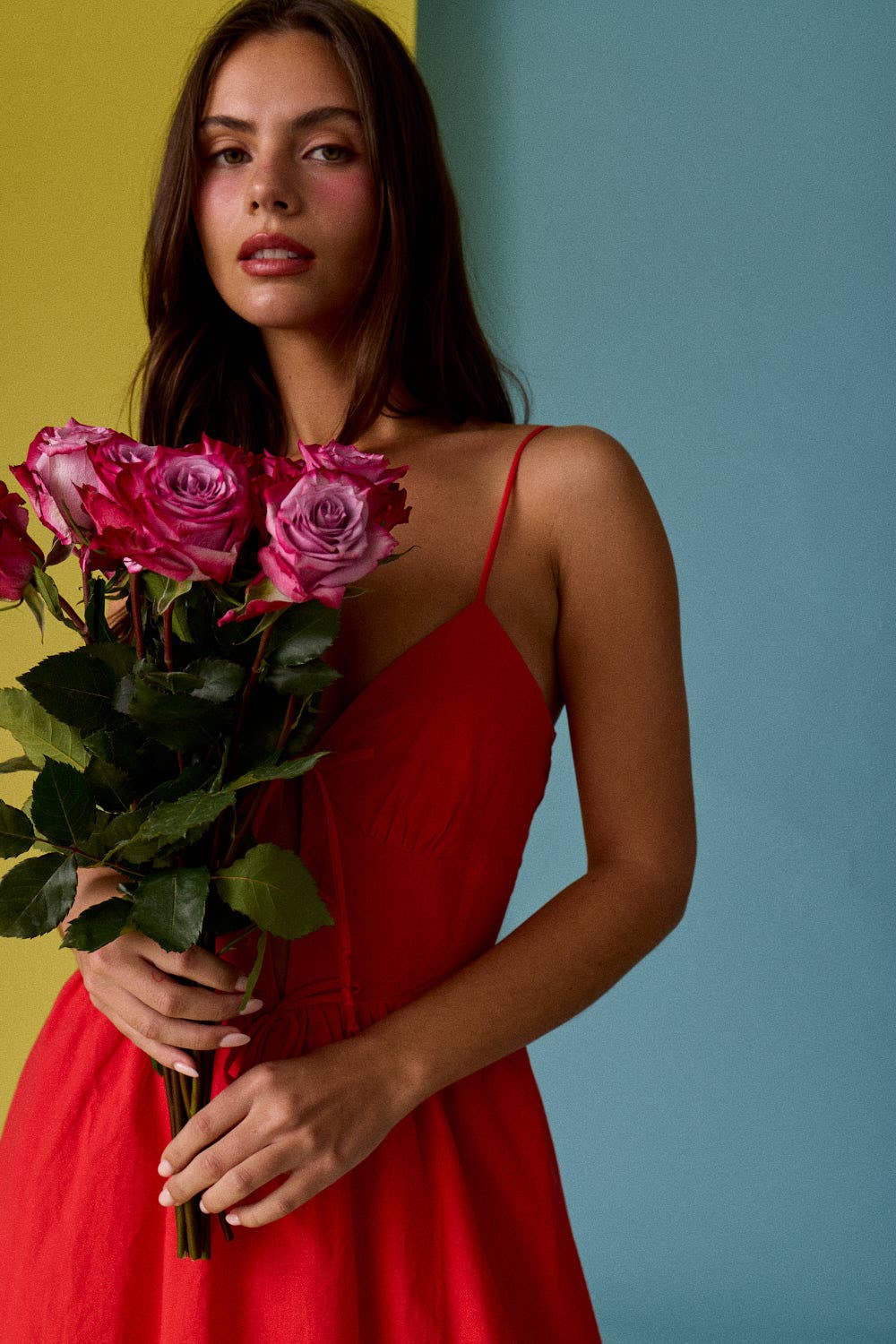 Red Tie Front Midi Cami Dress - Jade Creek Boutique