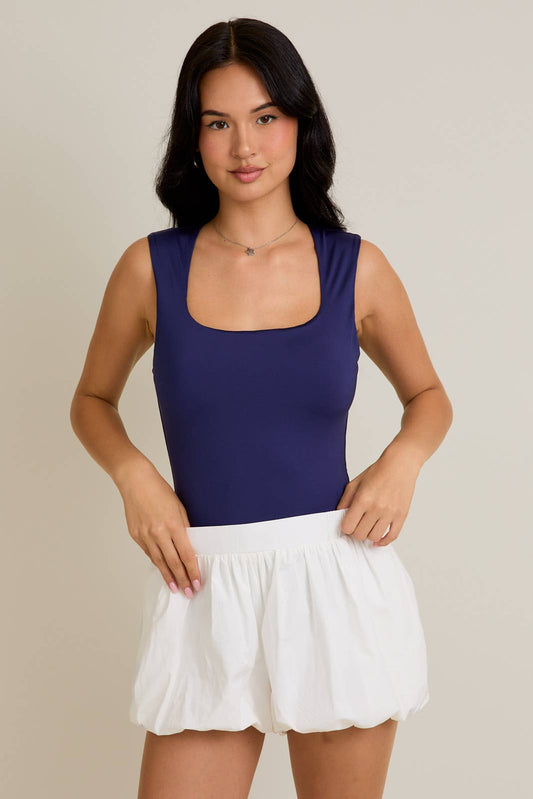 Navy Squareneck Bodysuit