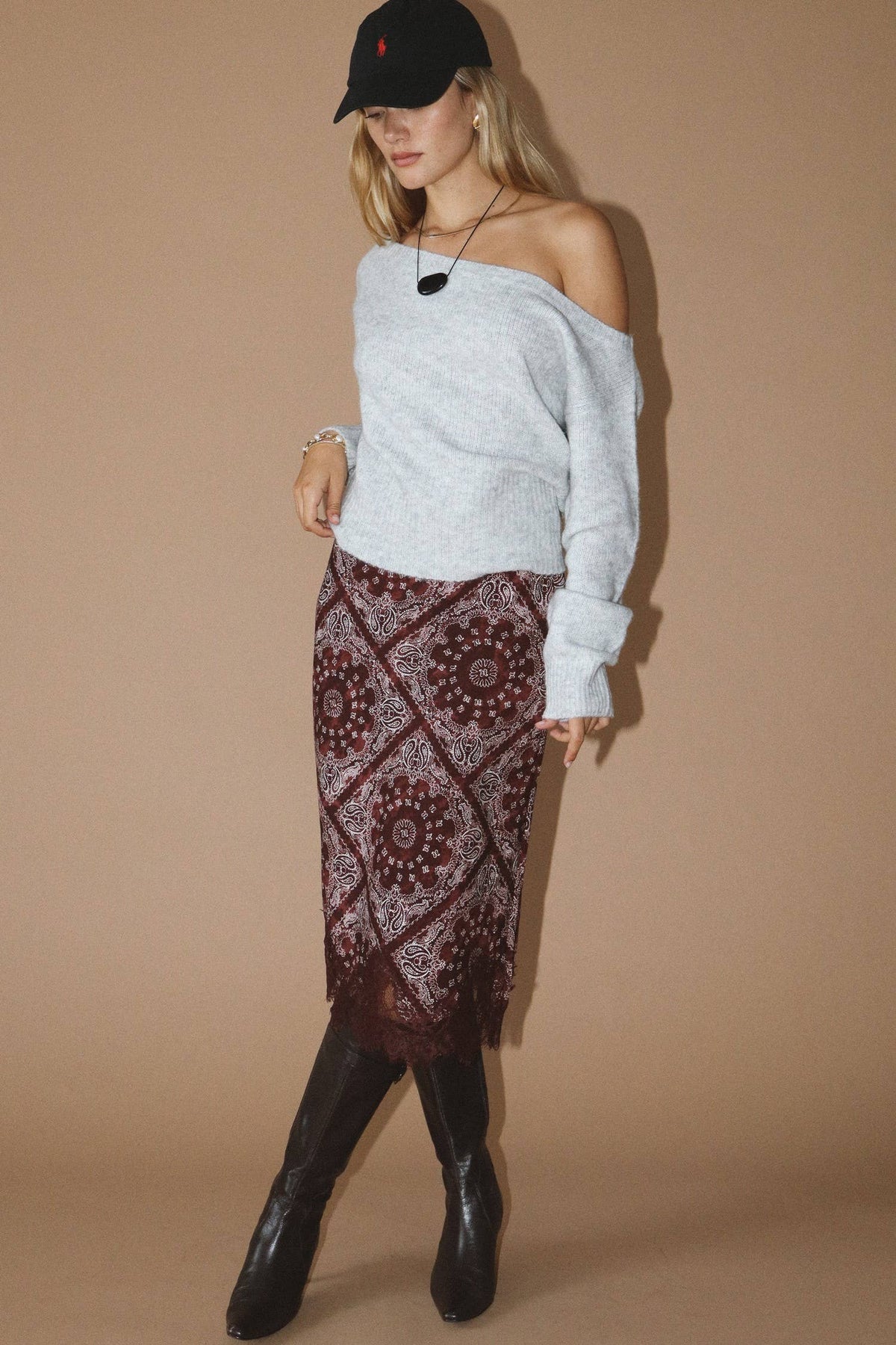 Off Shoulder Ribbed Knit Sweater