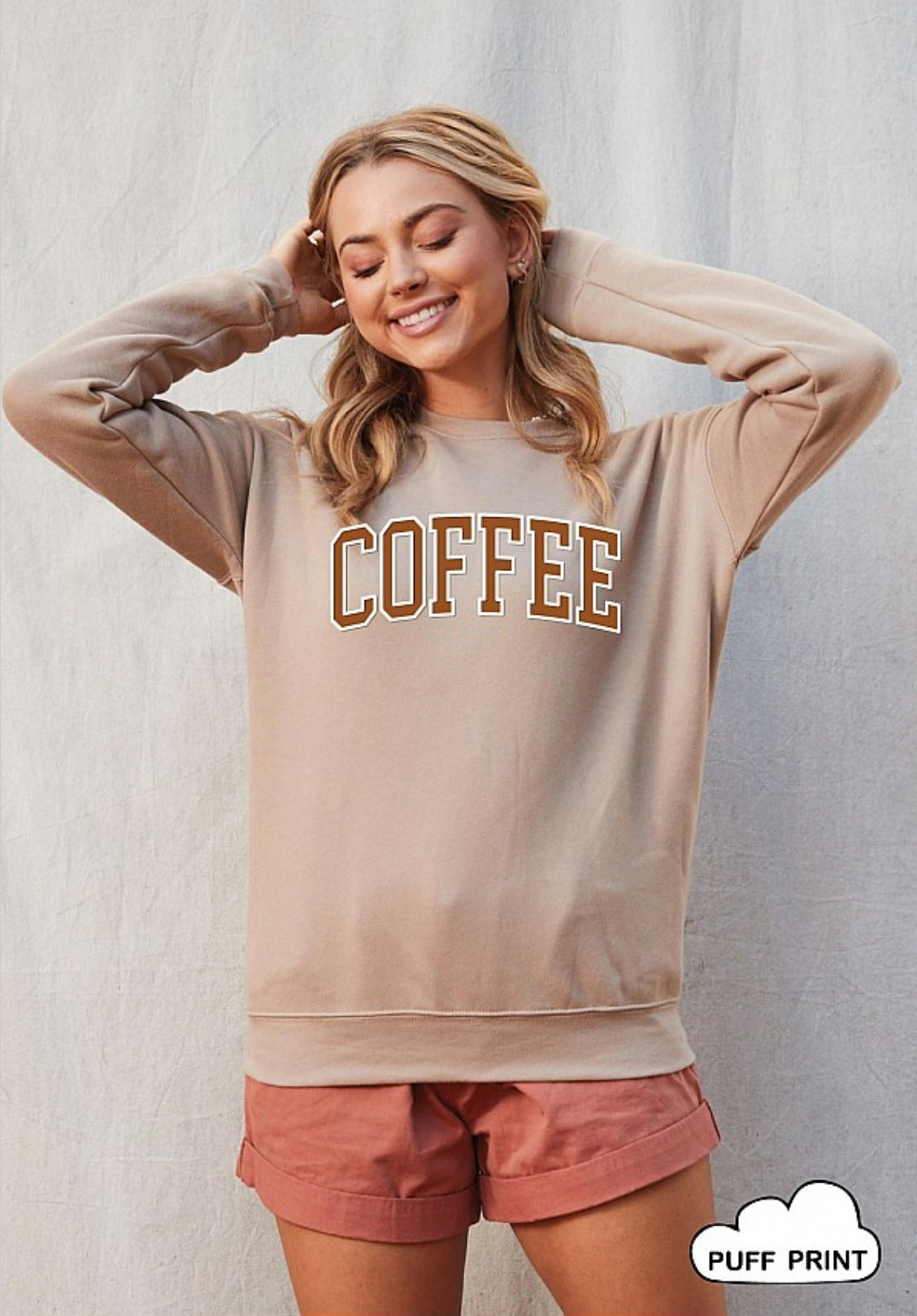 COFFEE Puff Print Pullover, Three Colors