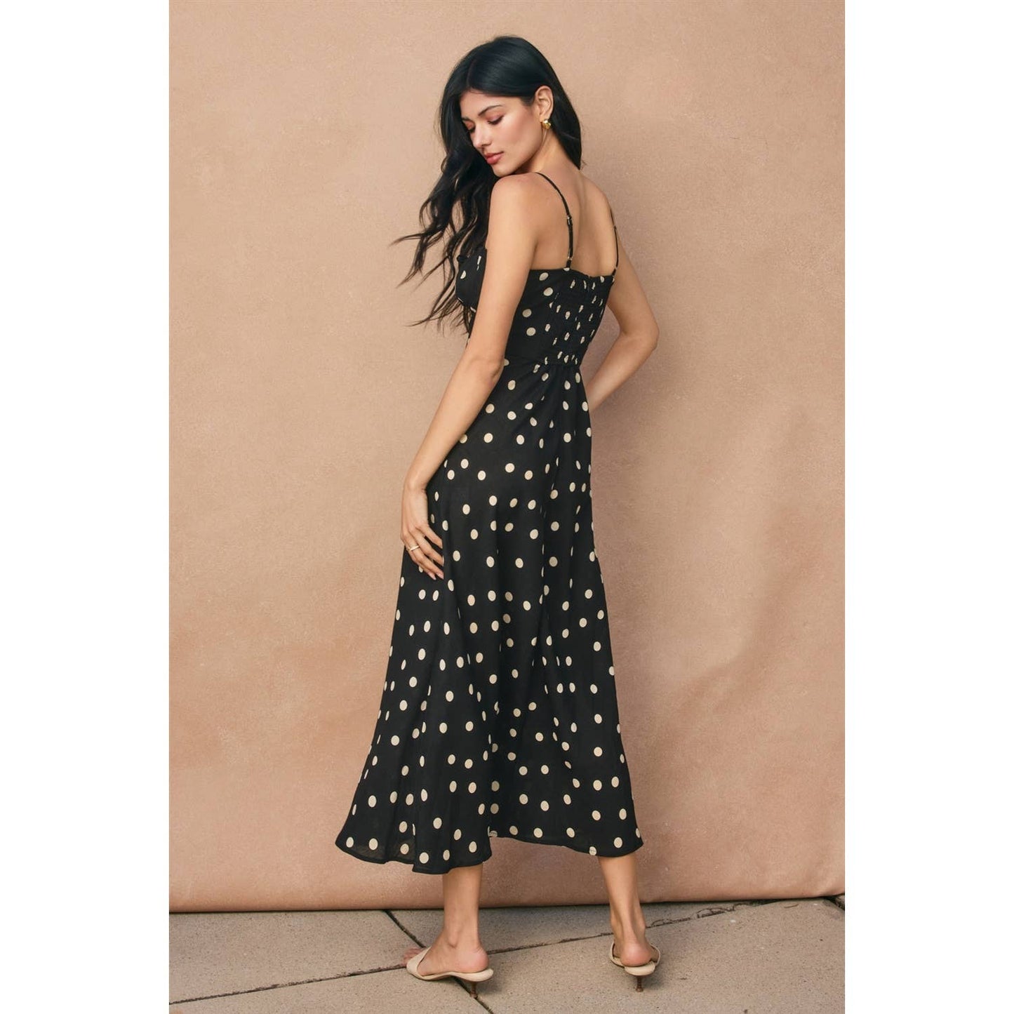 Polka Dot Front Tie Slit Maxi Dress - Jade Creek Boutique