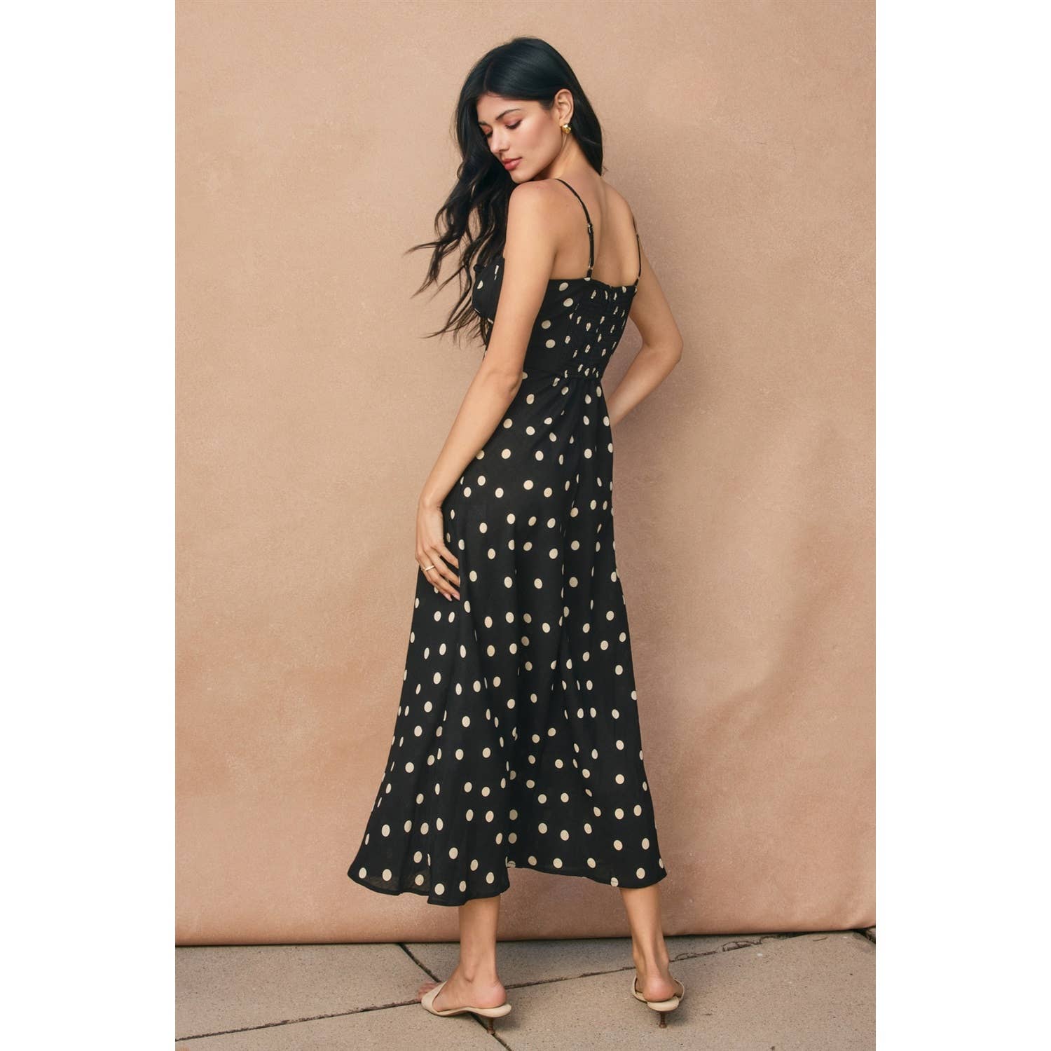 Polka Dot Front Tie Slit Maxi Dress - Jade Creek Boutique