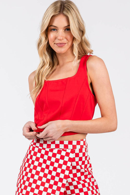 Crimson Sleeveless Top