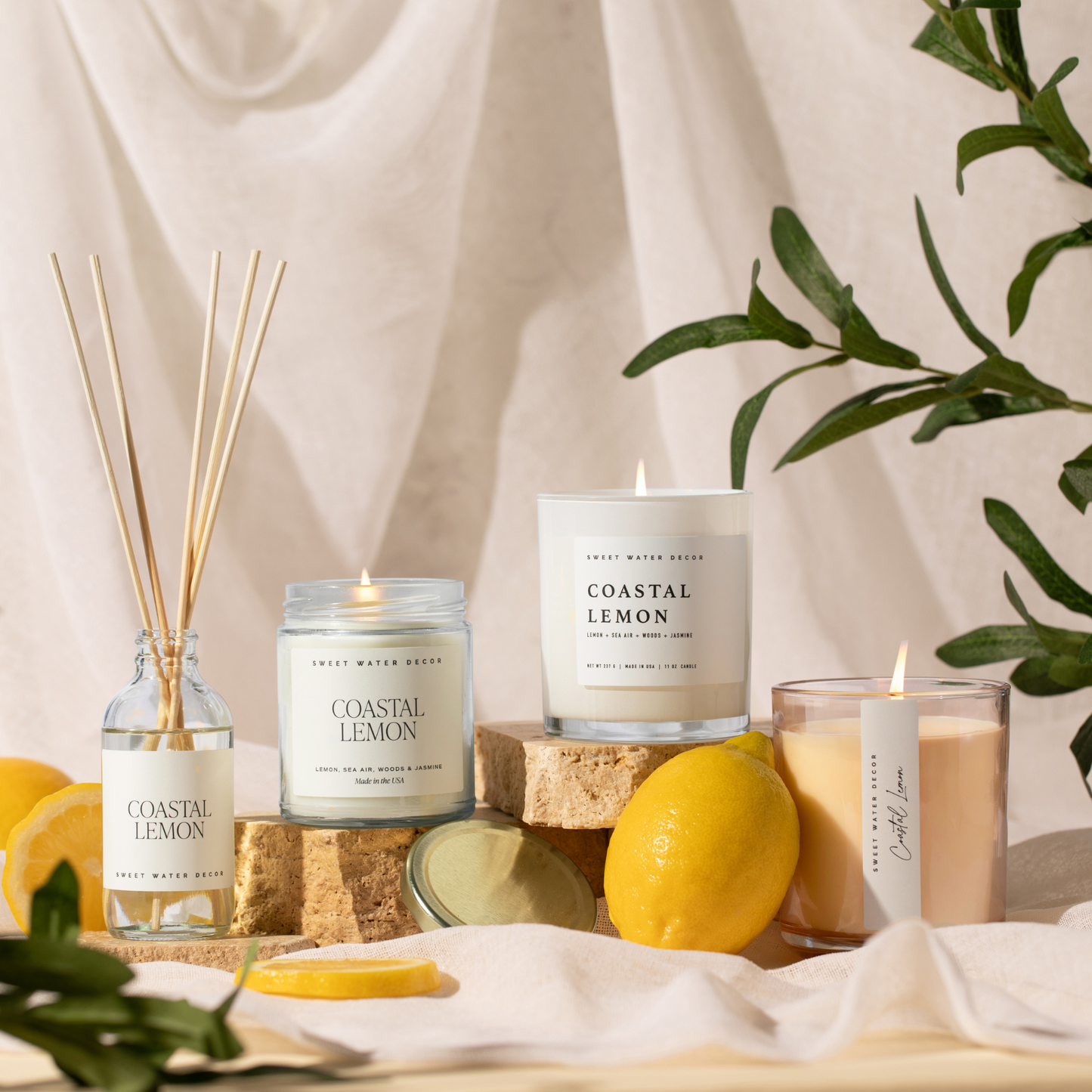 COASTAL LEMON Non Toxic Premium Soy Candle