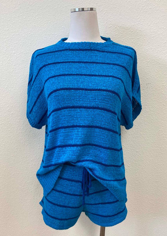 Ultramarine Blue Striped Knit SET