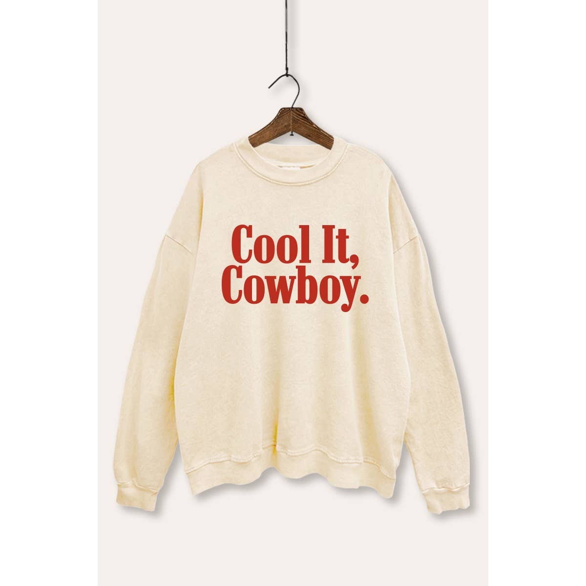 COOL IT COWBOY TYPOGRAPHY GRAPHIC MINERAL WASH SWEATSHIRT - Jade Creek Boutique