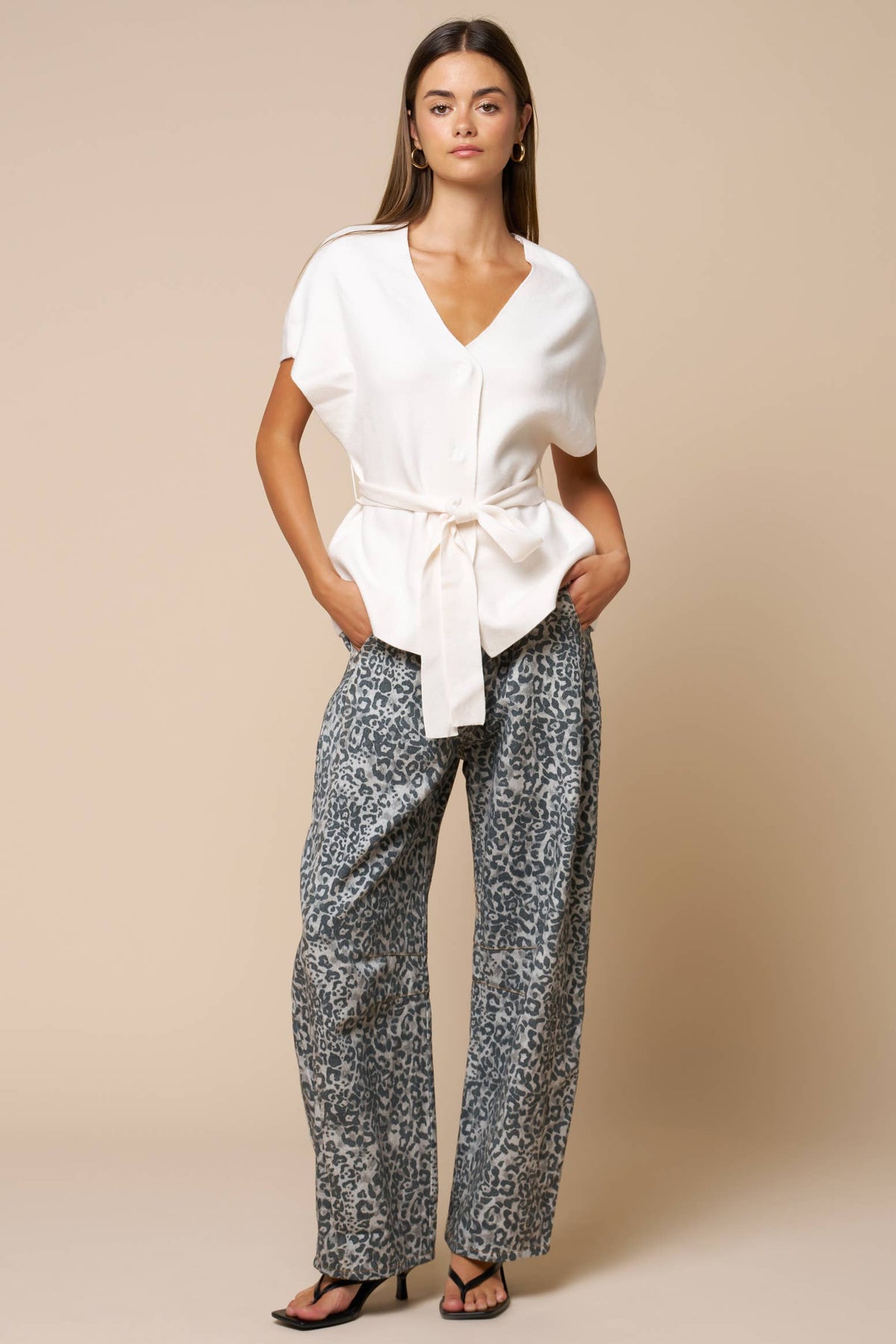 Tie Waist V Neck Top