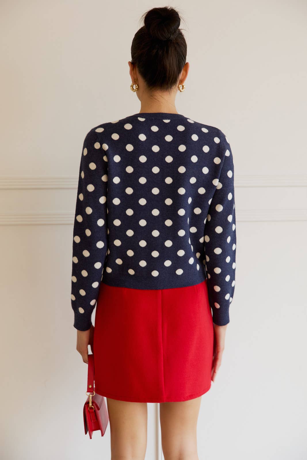 Navy Polka Dot Cardigan