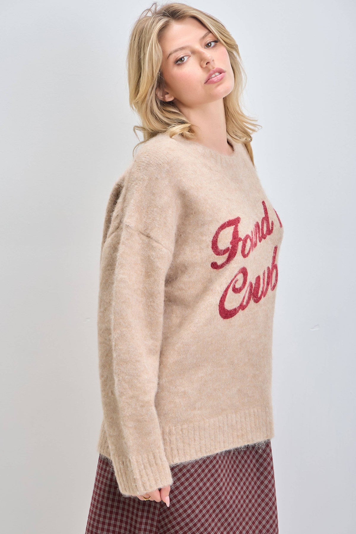 Tan FOUND MY COWBOY Knit Pullover