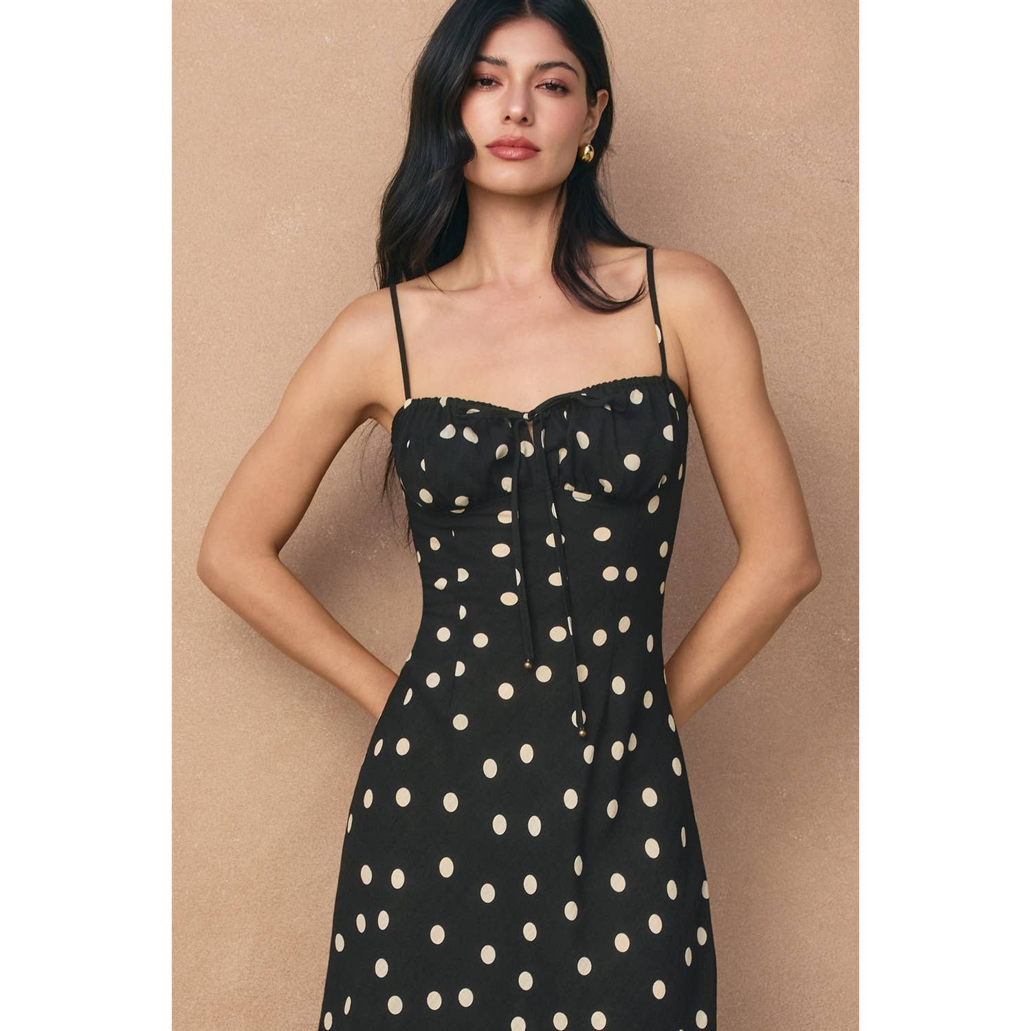Polka Dot Front Tie Slit Maxi Dress - Jade Creek Boutique