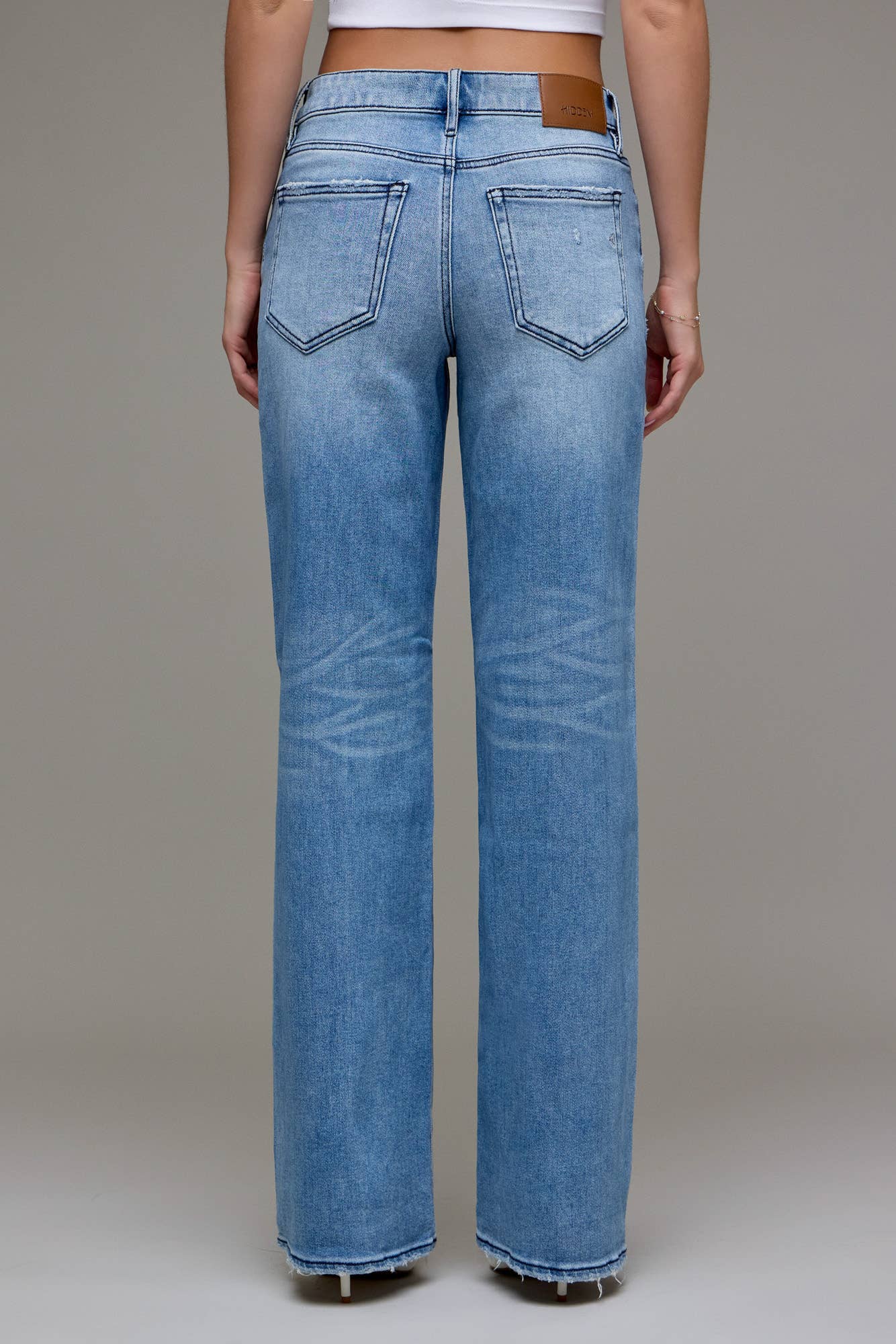 Medium Wash Mid Rise Distressed 33" Inseam Dad Jean - Jade Creek Boutique