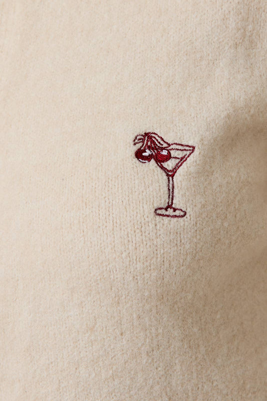 ROUND NECK "CHERRY MARTINI" CARDIGAN