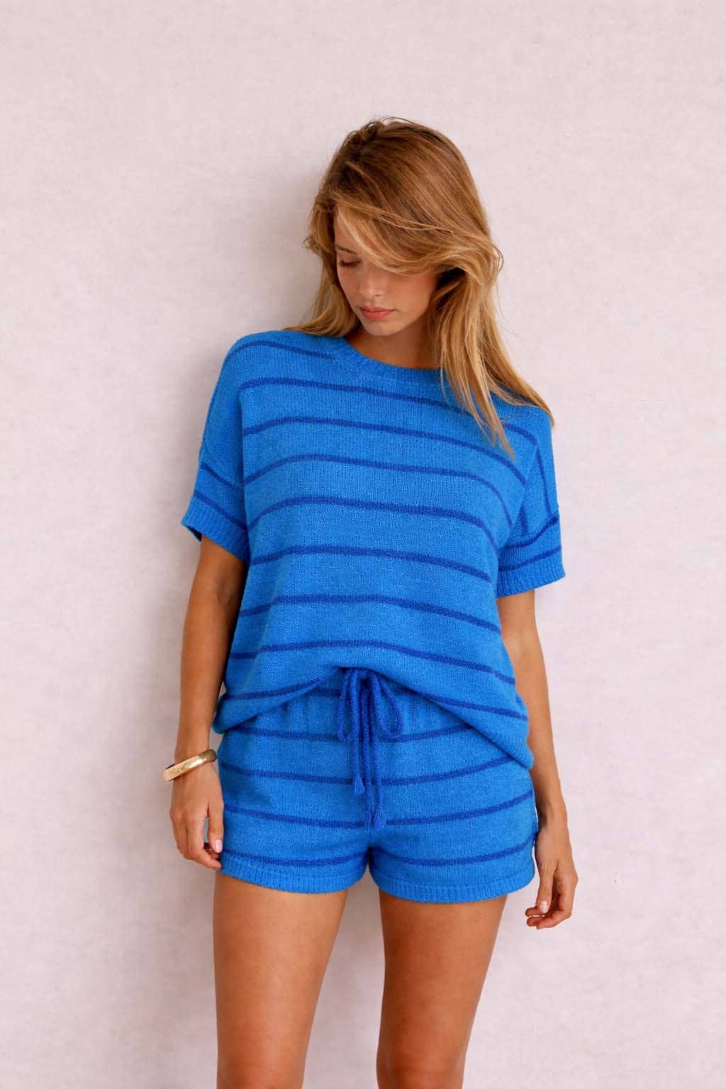 Ultramarine Blue Striped Knit SET