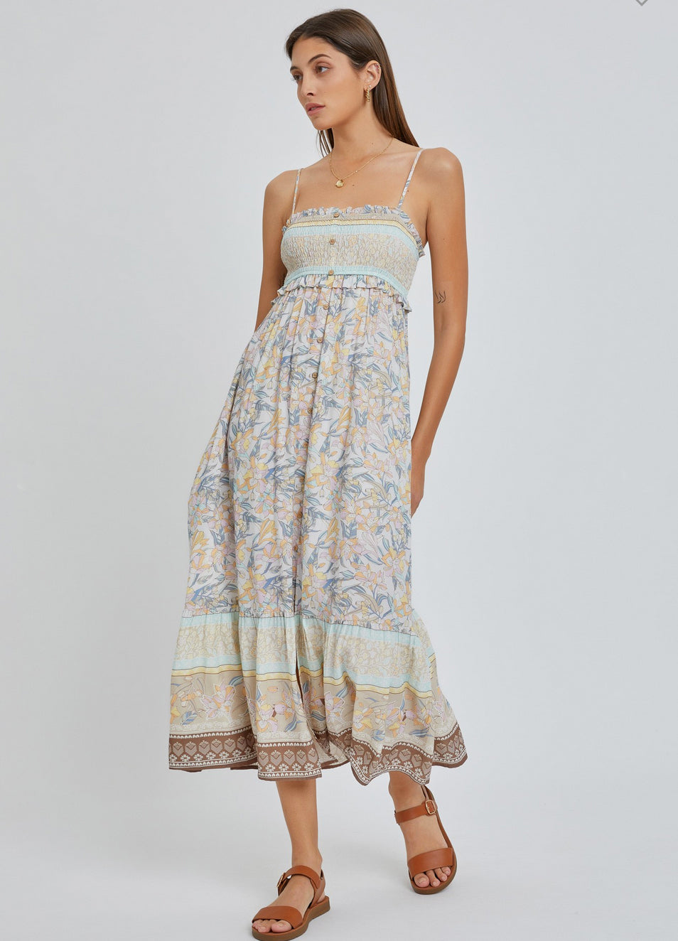 Floral Smocked Top Maxi - Jade Creek Boutique