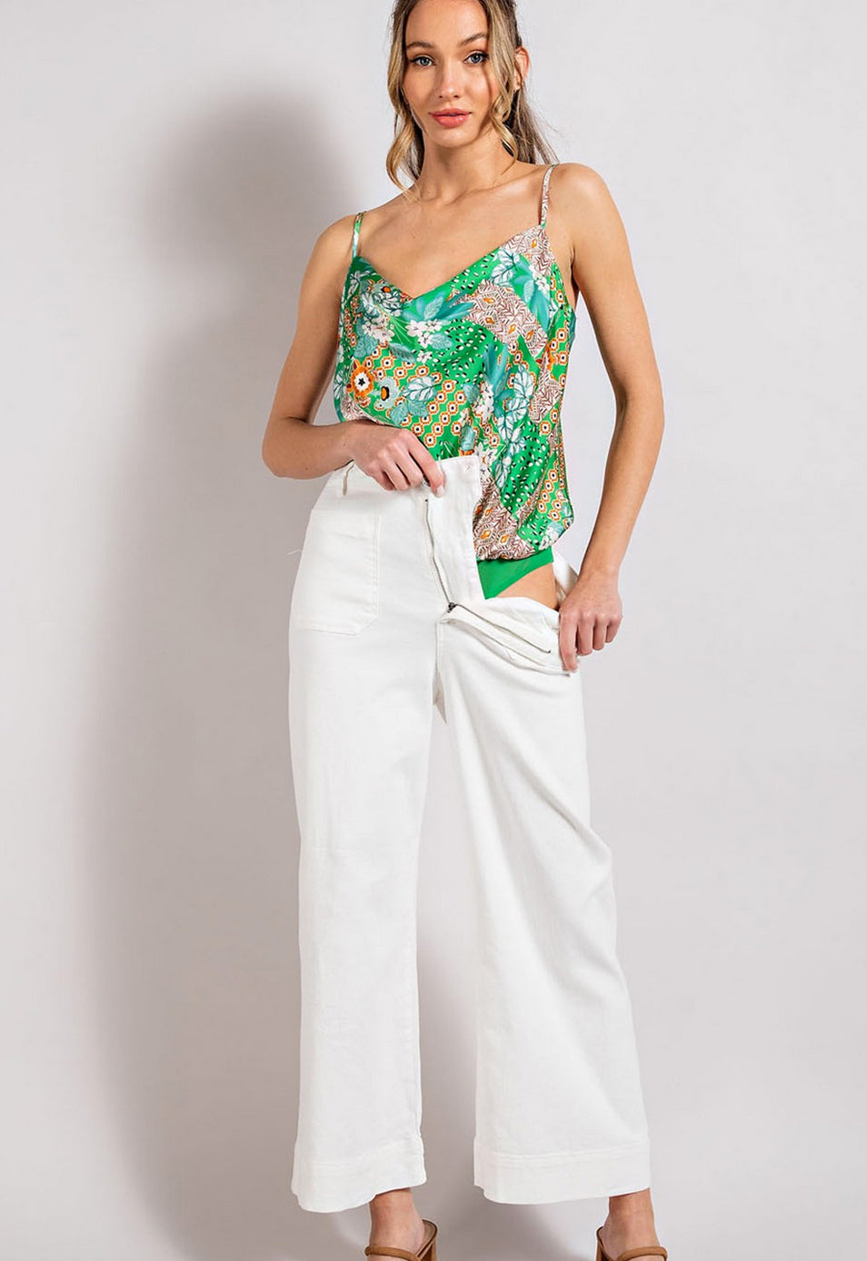 Green Exotic Floral Bodysuit - Jade Creek Boutique