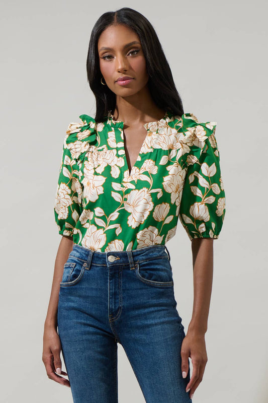 Lucena Floral Paz Poplin Top