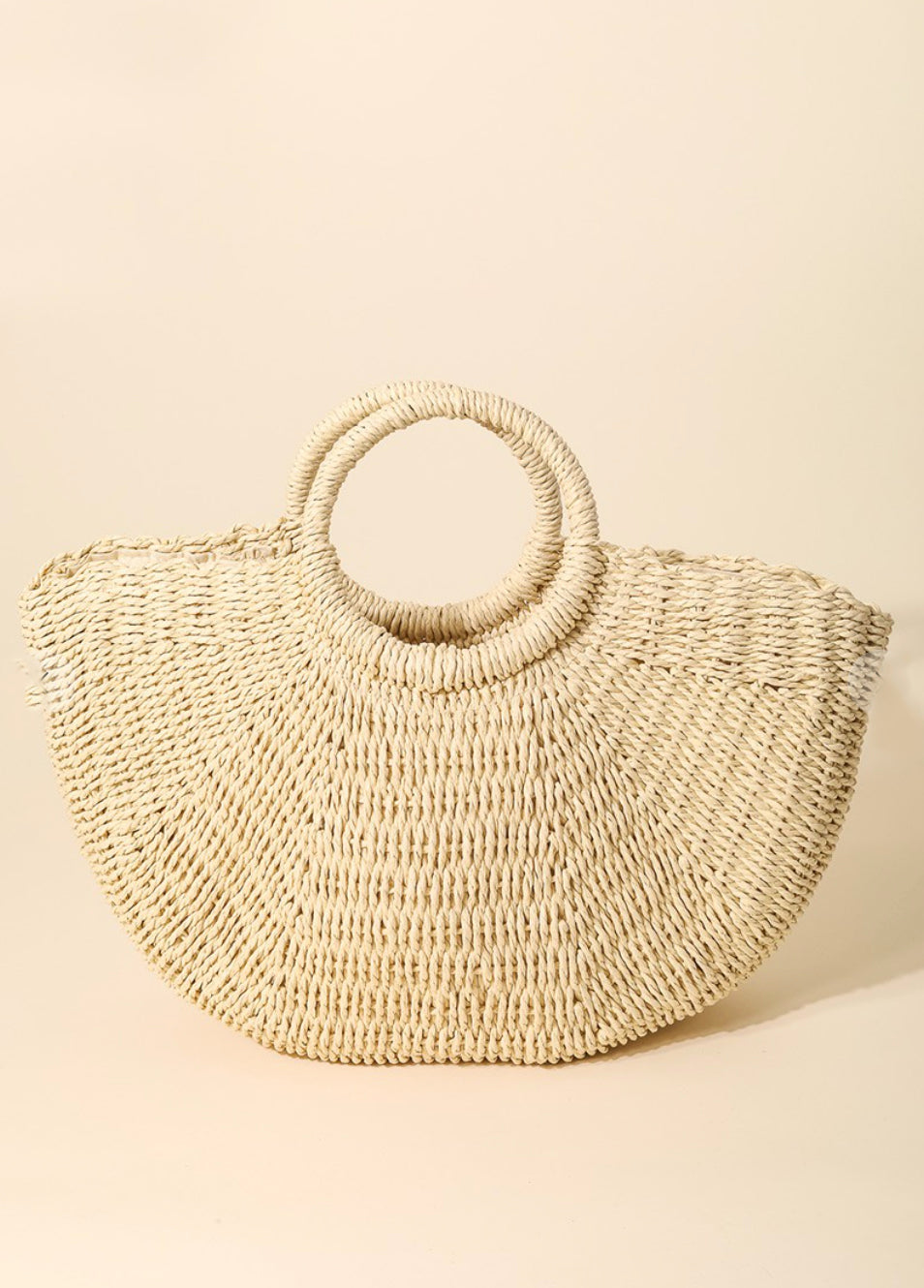 Half Moon Straw Tote, Two Colors