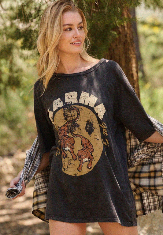 KARMA Distressed Graphic Tee